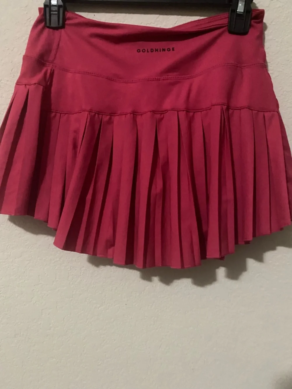 Gold Hinge Pink Pleated Tennis Pickleball Golf Attached Shorts Mini Skirt S - Picture 8 of 12